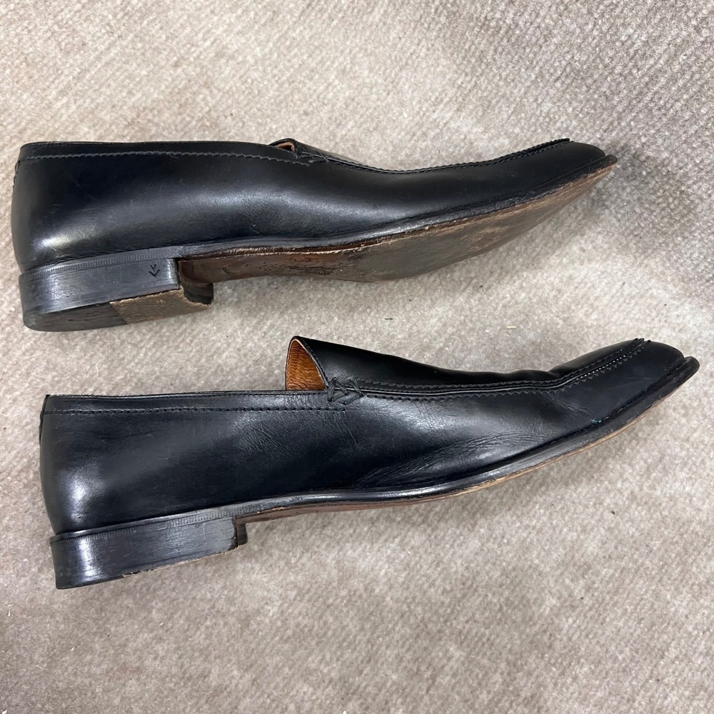 John Varvatos Black Leather Slip On Loafer Shoes Men Hand Made Italy Size 10 - Picture 11 of 16